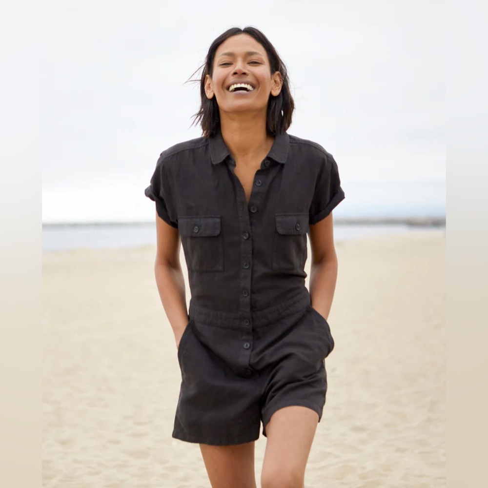 Outerknown Slate Short-Sleeve Utility Romper - Picture 3 of 4